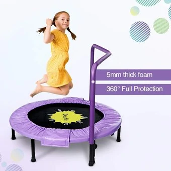 Doufit TR-04 Mini Toddlers and Children Trampoline with Elastic Belts,Indoor Trampoline for Kids with Handle Bar
